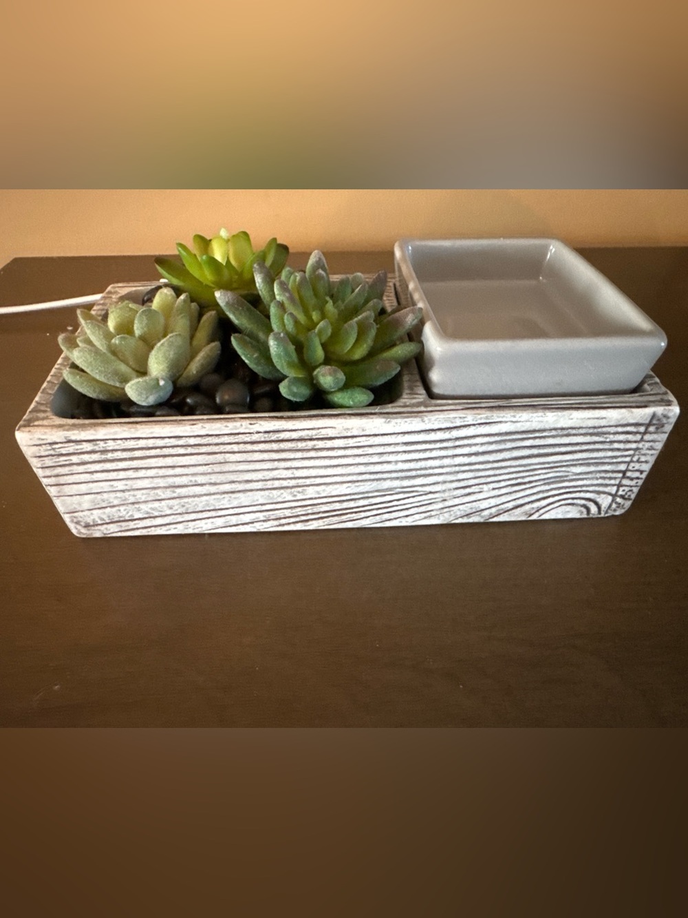 Scentsy Little Garden Element Wax Warmer Faux Succulents Stones Grey